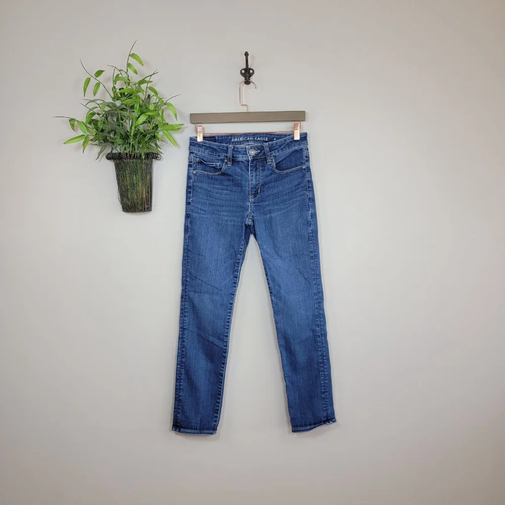 AE 6 American Eagle Skinny Jeans Dark Blue Wash Low Rise Next Level Stretch